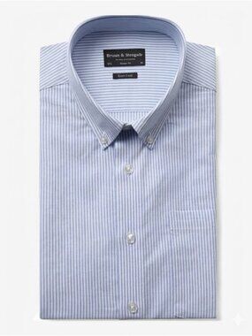 Bruun & Stengade Striped Dress Shirt Size 38 Neck 15 Blue White